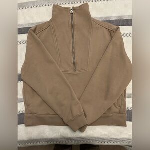Everlane Women's Organic Cotton Tan Half-Zip Sweatshirt